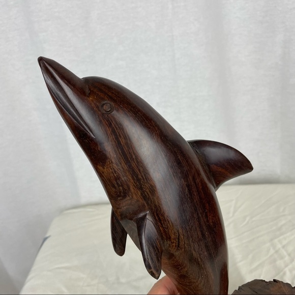 XL Wooden Dolphin Sculpture - Picture 4 of 5
